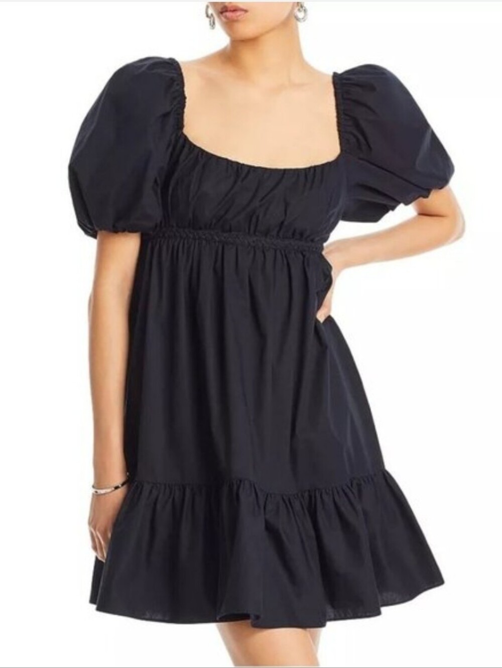DEREK LAM 10 CROSBY Ada Ruffled Cotton-Poplin Mini Dress Black